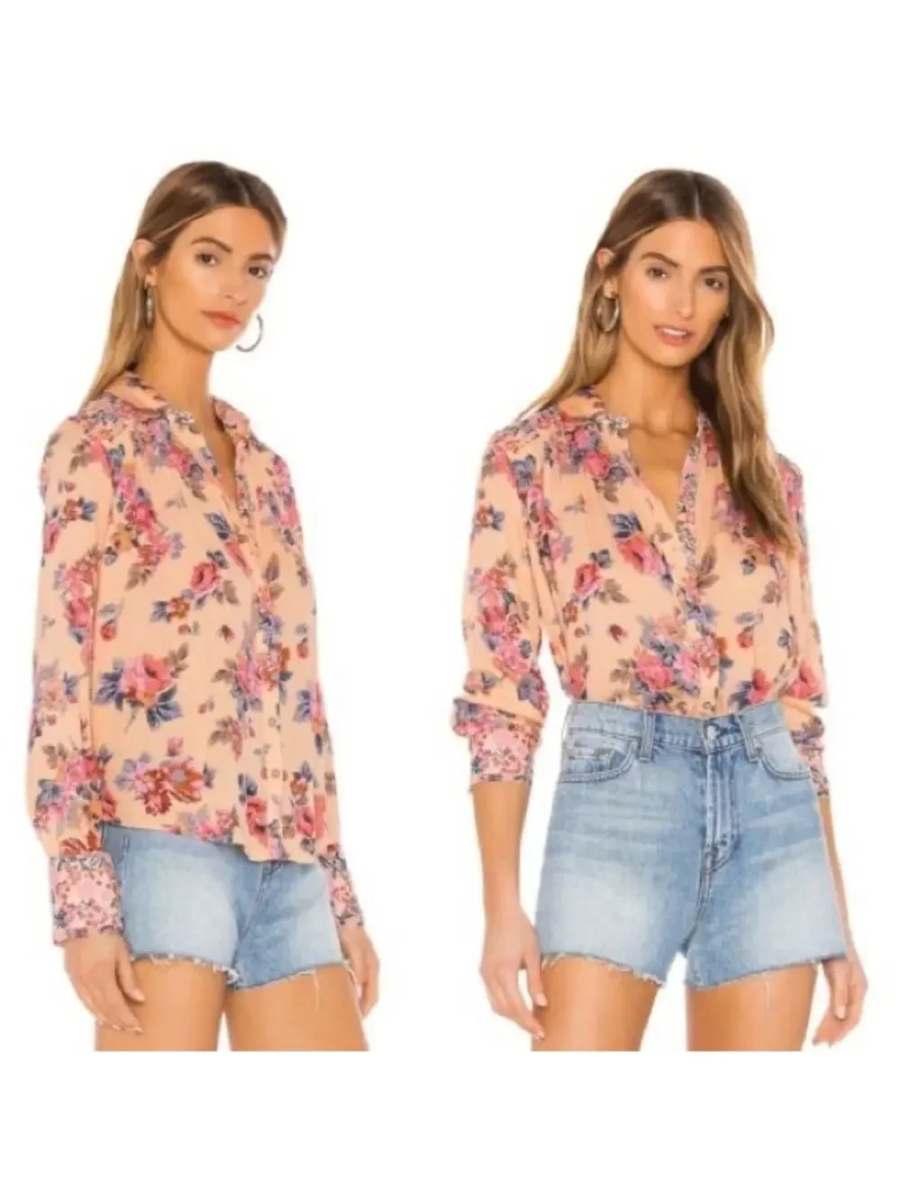 Free People Hold On To Me Printed Top in Coral XS
